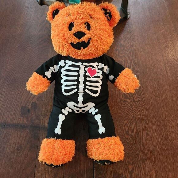 Build-A-Bear Other - 2016 BAB Halloween Pumpkin Jack O Lantern Vines Plush Bear In Skeleton Costume